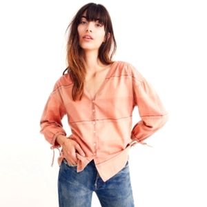 Madewell plaid orange blouse